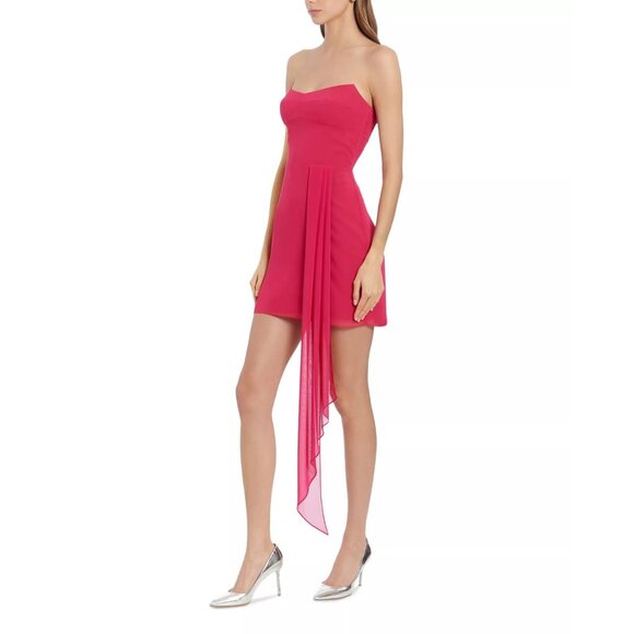 246$ Amanda Uprichard Strapless Treasure Bodycon Party Dress Size M Bright Red - Picture 3 of 3